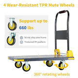 Foldable Heavy-Duty Flatbed Platform Cart with 360° Rotating Wheels for Moving