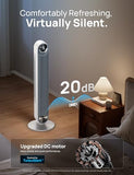 DREO Tower Fan for Bedroom, Upgrated DC 9 Speeds Ultra-Quiet Floor Fan, 90° Oscillating Fans for Indoors with 28ft/s Velocity, 12H Timer, Standing Fans, Bladeless Fan Powerful for Home Office Room