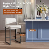 24" White Counter Height Bar Stools Set of 6, Double-Layer Seat
