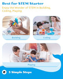 WhalesBot A1 Coding Toy for Kids, Building Block Robot, Fun STEM Toy with Magnetic Controller and Sensor Blocks, Screen-Free Coding with 3 Guide Books for Kids 3-6