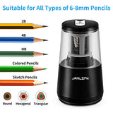 JARLINK Electric Pencil Sharpener, Heavy-Duty Helical Blade to Fast Sharpen, Auto Stop for No.2/Colored Pencils(6-8mm) (Black)