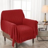inhand Pomegranate Red Knitted Throw Blanket for Couch Bed, Mothers Day/Mom Birthday Gifts for Mom from Daughter Son, Soft Lightweight with Tassels, Farmhouse Decorative Blanket for Women, 50"x60"