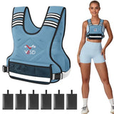 VBSD Adjustable Weighted Vest for Women Men 11-20LB Vest with 6 Ironsand Weights Body Weight Vest with Reflective Strip, Blue
