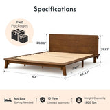FLEXISPOT Hako G1 Queen Solid Wood Platform Bed with Tool-Free Assembly