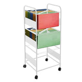 File Cart for Office, 3 Tier Metal Hanging Files Under Desk Storage File Cabinet with Wheels