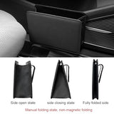 Car Trash Can, Auto Leather Trash Bin Garbage Organizer Holder with One Roll Trash Bag, Mini Foldable Dustbin Storage Bag Container (Black)