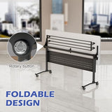 Aethelwyn Modular Folding Conference Table with Wheels, Flip Top Mobile Training Room Tables