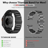 PanPinnacle Grade 5 Titanium Band for Apple Watch Ultra Band 3/2/1 49mm, Series 11/10 46mm, 9/8/7 45mm & Series 6/5/4/SE 44mm - Men‘s Business Metal Strap,Black