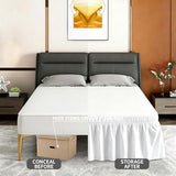 ANARACHON Full Bed Skirt, Elastic Wrap Around Bed Skirt Full Size, Bed Skirts for Adjustable Bed, Easy Fit with 18" Drop Length Tailored Drop Dust Ruffle (White)