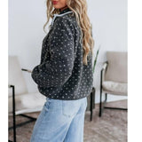 Talakeno Womens Fleece Sweatshirt Half Zip Sherpa Pullover Jackets Warm Long Sleeve Vintage Hiking Coat with Pockets(Dark-Grey,M)