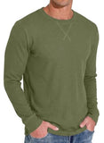 Askdeer Men's Waffle Long Sleeve T-Shirt Casual Lightweight Pullover Tees