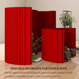 Red Folding Privacy Screen Room Divider - Deformable Decorative Partition for Office, Store