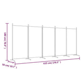Black 5-Panel Room Divider 170.5x70.9 Inches Fabric Screen