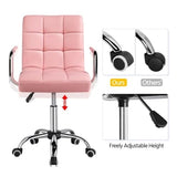 SDREYKUF Adjustable Faux Leather Swivel Office Chair with Wheels