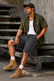 Heyfanee Mens Cargo Jean Shorts Relaxed Fit Y2k Work Denim Shorts for Men Casual Summer Jorts Loose Grey 30