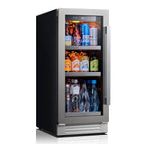 Ca'Lefort 15" Beverage Refrigerator - 100 Cans Beverage Cooler Glass Door