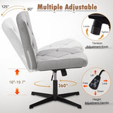 VECELO Modern Armless Criss Cross Chair No Wheels with Comfy Wide Fabric Padded Seat & Back
