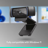 Logitech C920x HD Pro PC Webcam, Full HD 1080p/30fps Video, Clear Audio, HD Light Correction, Works with Microsoft Teams- Black