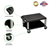 Luxor WT16-N 16"H AV Cart - Two Shelves - Nickel Legs, Multipurpose Storage for Video Projector, TV