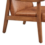 Yaheetech PU Leather Accent Chair, Mid-Century Modern Armchair with Solid Wood Legs