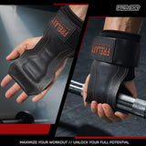 Frelaxy Lifting Wrist Straps, Rubber Weight Lifting Grips with Non-Slip Palm & Wrist Wraps Support for Deadlifts, Pull Ups, Rows
