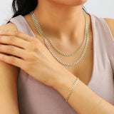 Nuragold 10K Real Yellow Gold Cuban Curb Link Chain Necklace