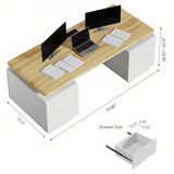 70.8" Executive Sit-Stand Desk with Storage, Modern White Electric Height Adjustable Office Desk
