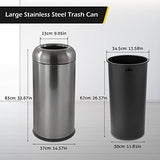 Stainless Steel Trash Can Outdoor Large Garbage Can with Lid Open Top Trash Bin Commercial Big Kitchen Garbage Bin