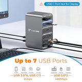 Laptop Docking Station with 2 HDMI/DP, Docking Station Dual Monitor with Power Supply 100W, 7 USB-C/A Ports