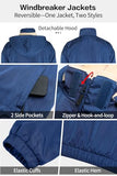 GINGTTO Mens Windbreaker Jackets Waterproof Blue Winter Fleece Lined Jacket for Men Softshell Warm Coats with Hood White L