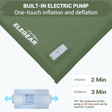 Elegear CumbreX™ Self Inflating Sleeping Pad, Built-in Electric Pump 3.15" Ultra-Thick Memory Foam Camping Mattress Pad with Pillow Double Sleeping Pad for Camping R-Value 9.5 Foam Camp Pad - Queen