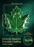 Large Double Spoon Rest Green Ceramic Maple Leaf for Stove Top and Counter