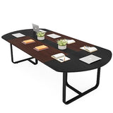 70.86 Inches 6FT Oval Conference Table, Two-Tone Finish Curved Meeting Tables for Office