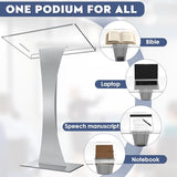 42.5" Pulpits for Churches, Acrylic Podium Stand with Iron Stable Bottom, Pulpit with 10MM Thickened Acrylic Countertop, Multi Function Lectern for Classroom