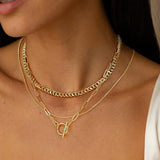 YOIHUR Gold Layered Necklaces for Women, 14K Gold Plated Dainty Necklace Chain Choker Necklaces Herringbone Necklace Set Gold Jewelry Gift for Women