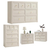 4-Piece Bedroom Set, 6 Drawer Dresser & 5 Drawer Tall Dresser and 3 Drawer King Size Nightstands Set of 2 with Charging Station