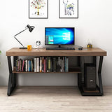 IKVODEOS Computer Desk Modern Metal Solid Wood Computer Desk, Home Office Writing and Reading Workstation