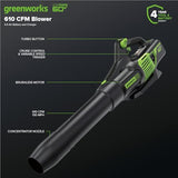 Greenworks 60V 17" Brushless (Push) Mower + 60V (610 CFM) Brushless Blower, 4.0Ah Battery and 3A Charger