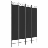 Zexlorith 4-Panel Room Divider, Folding Fabric Privacy Screen, Black