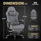 Gamtimer Gaming Chair, 400 lbs Adult Chair, High Back Computer Chair with Footrest and Linked Armrests, (Grey)