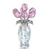 H&D HYALINE & DORA Pink Crystal Rose Bouquet Figurine,Handmade Rose Flower Gifts for Mom Gifts for Women,Glass Flower Collectible Ornament Home Table Wedding Decor