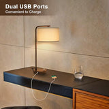 Vintage Table Lamp, Fully Dimmable Table Lamp with C+A USB Charging Ports, Farmhouse Bedside Lamp Nightstand Light