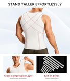 Nebility Compression Shirt Men Tank Top Compression Undershirt Mens Shapewear Body Shaper Waist Trainer Tummy Control Vest, White - X Large