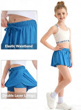 EQSJIU Girls Athletic Flowy Shorts with Pocket 2 in 1 Butterfly Shorts for Teen Girls Ocean Blue Youth Running Sports Spandex Shorts 5-6 Years