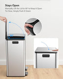 Kitchen Trash Can, 2 x 8 Gallon (2 x 30 L) Stainless Steel Trash and Recycle Bin Combo with Soft-Close Lid