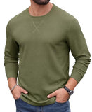 Askdeer Men's Waffle Long Sleeve T-Shirt Casual Lightweight Pullover Tees
