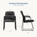 Office Desk Guest Chair Set of 8, Leather Waiting Room Chairs with Padded Arms for Elderly Home