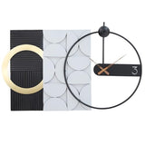 AMAATE Modern Luxury Wall Clock, Gold Metal Ring Geometric Deconstruction Art, Black Grey Silent Non-Ticking for Living Room, Office, Entryway Decor, 17.7"x29.72"
