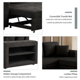 104.5 inch Reversible Sleeper Sectional Sofa with Pull Out Bed , Convertible L Shaped Sectional Couch with Storage Chaise and 2 Stools