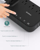 Addtam LED Desk Lamp, Power Strip with 3 Outlets 4 USB Charging Ports(2 USBC), 4 Modes 5 Level Brightness Touch Lamp